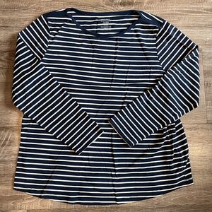 L.L. Bean Women’s XL Navy White Striped Supima Cotton Long Sleeve